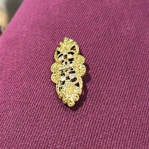 NWT Vintage Open Gold Nugget Brooch with Clear Rhinestone Clusters